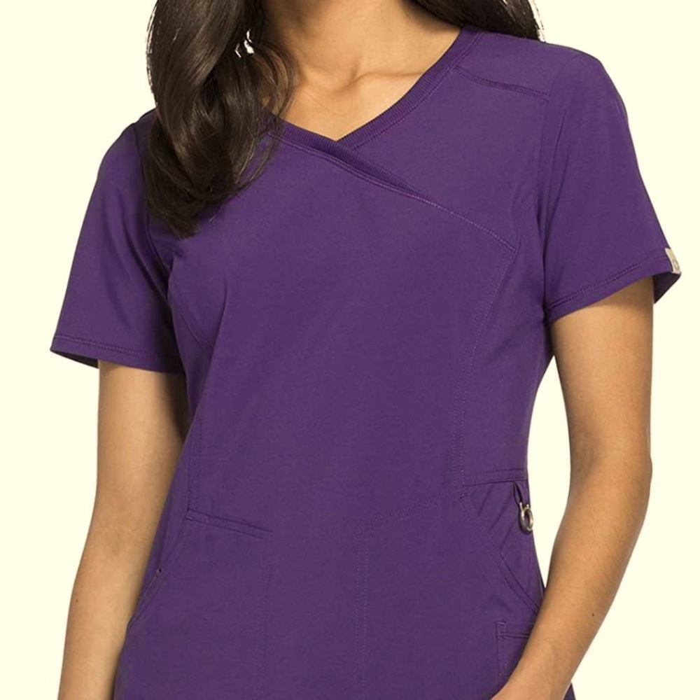 CHEROKEE Infinity Mock Wrap Scrub Top (WINE)